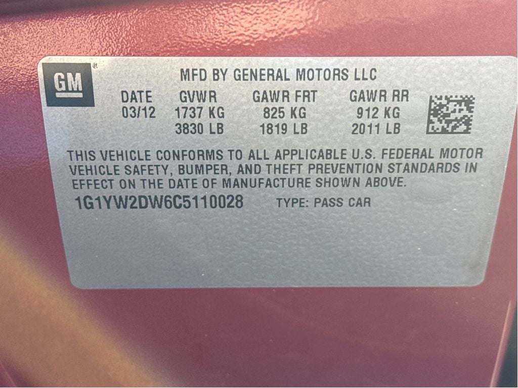 2012 Chevrolet Corvette Z16 Grand Sport w/3LT