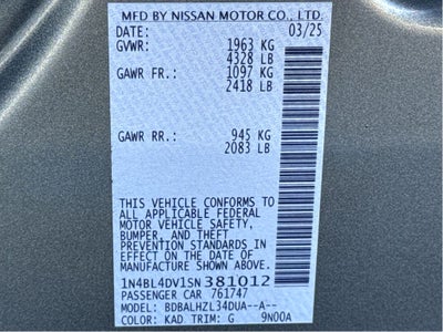 2025 Nissan Altima SV