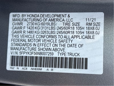 2022 Honda Ridgeline RTL